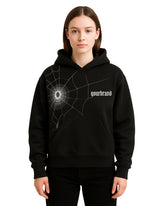 Unisex Gothic Spider Web Hoodie – Black Streetwear Pullover